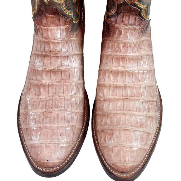 Justin Brown Croc Pointed Toe Cowboy Boots Size 10.5D - Picture 3 of 5